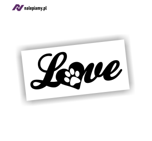 Naklejka LOVE kot pies łapka kocham 