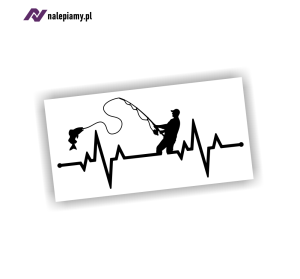 Naklejka LINIA ŻYCIA WĘDKARZ wędkarstwo puls ekg