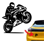 Naklejka MOTOCYKLISTA NA KOLE ścigacz motocykl sportowy