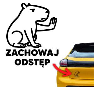 Naklejka ZACHOWAJ ODSTĘP KAPIBARA śmieszne naklejki