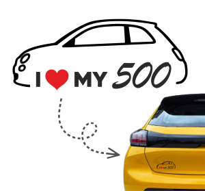 Naklejka I LOVE MY FIAT 500 kontur