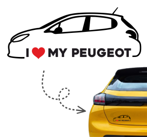 Naklejka I LOVE MY PEUGEOT 208