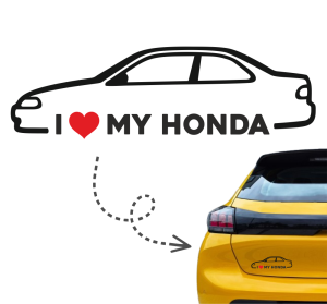 Naklejka I LOVE MY HONDA civic V ej2 coupe