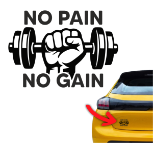 Naklejka NO PAIN NO GAIN hantel sztanga siłownia