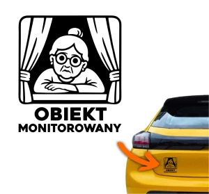 Naklejka OBIEKT MONITOROWANY babcia śmieszne